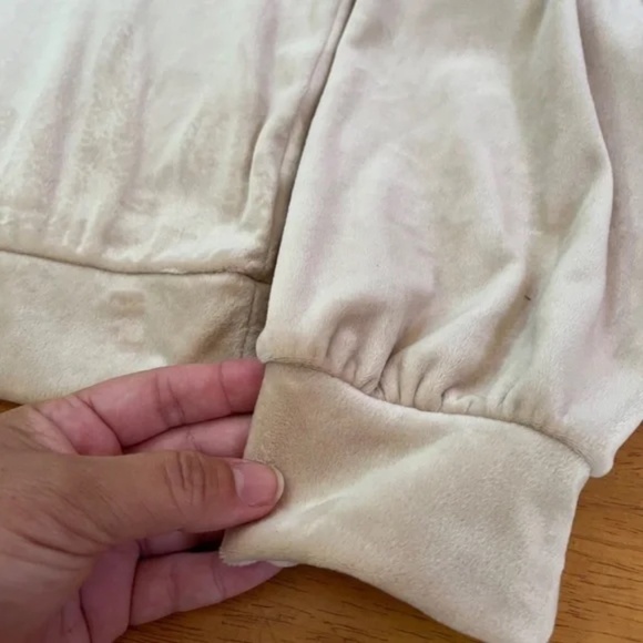 XL Magaschoni Hoodie Velvet Velour Teddy Zip Terry Jacket Taupe Beige Sweater - Picture 8 of 13